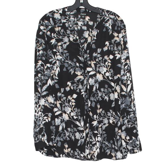 Simply Emma Top Floral Academia Whimsigoth Cottage Romantic Button Up Black 2X - Picture 1 of 6